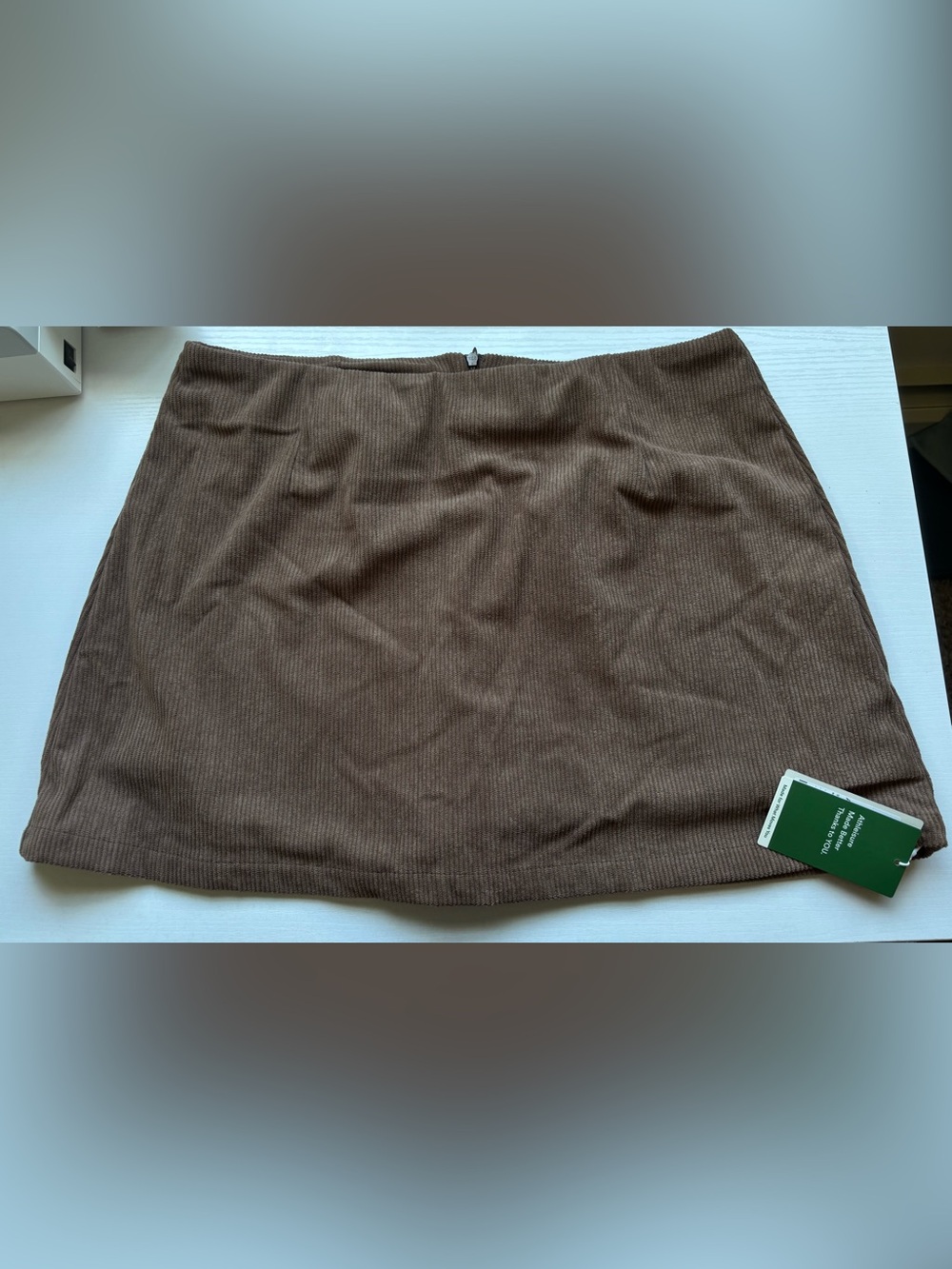 HALARA Brown Ribbed Mini Skirt